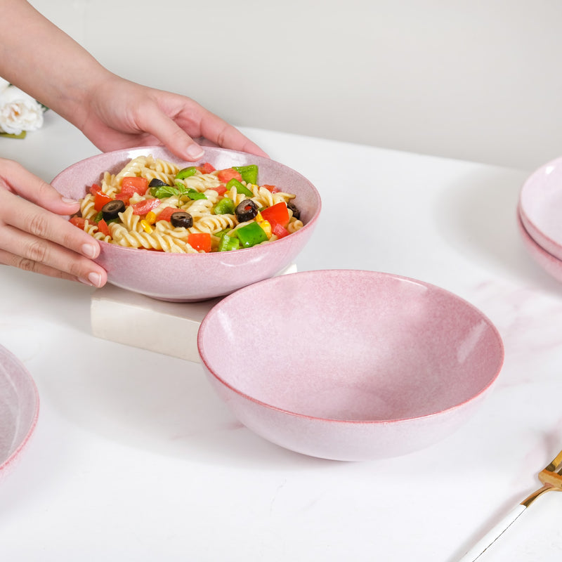 Pallor Ceramic Large Serving Bowl Set Of 2 Pink 1000ml
