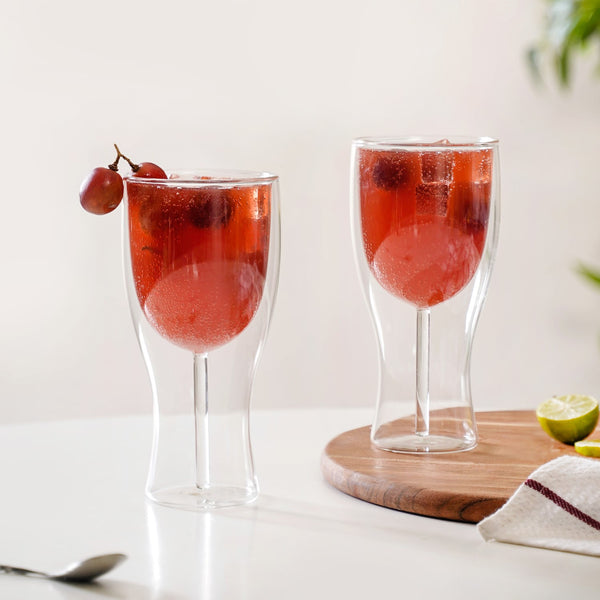 Set Of 2 Transparent Double Wall Cocktail Glasses 450ml