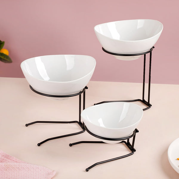 Set Of 3 Serving Bowls With Stands