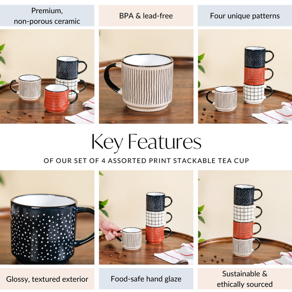 Set Of 4 Sienna Stackable Tea Cup 275ml