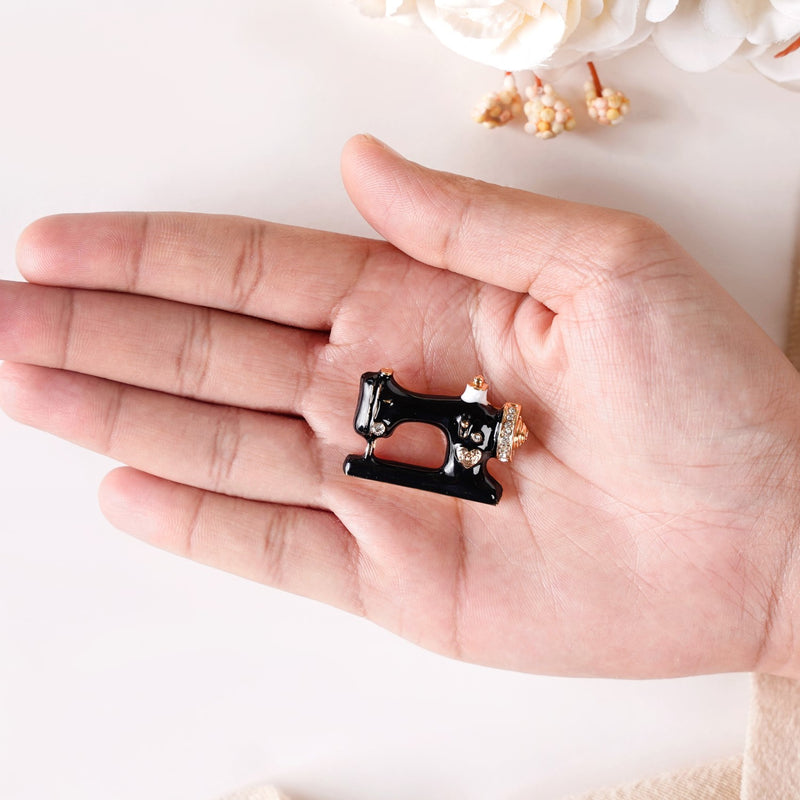Sewing Machine Brooch Black