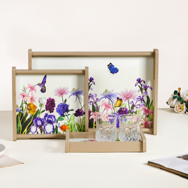 Spring Garden Nested Serving Tray Set Of 3