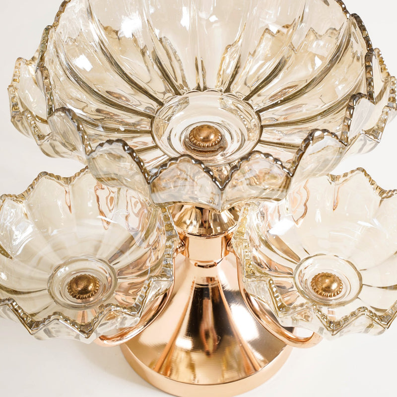Chic 2 Layer Decorative Glass Bowls With Iron Stand