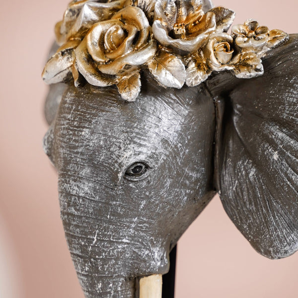 Rose Crowned Elephant Bust Showpiece