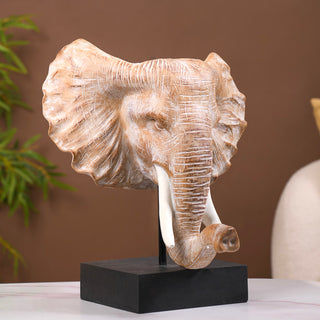 Elephant Bust With Tuskers Decor Sculpture