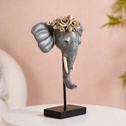 Rose Crowned Elephant Bust Showpiece