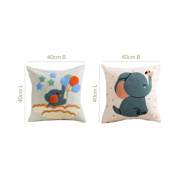 Elephant Tales Embroidered Cushion Cover Set Of 2 40x40cm