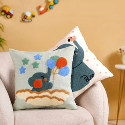 Elephant Tales Embroidered Cushion Cover Set Of 2 40x40cm 4