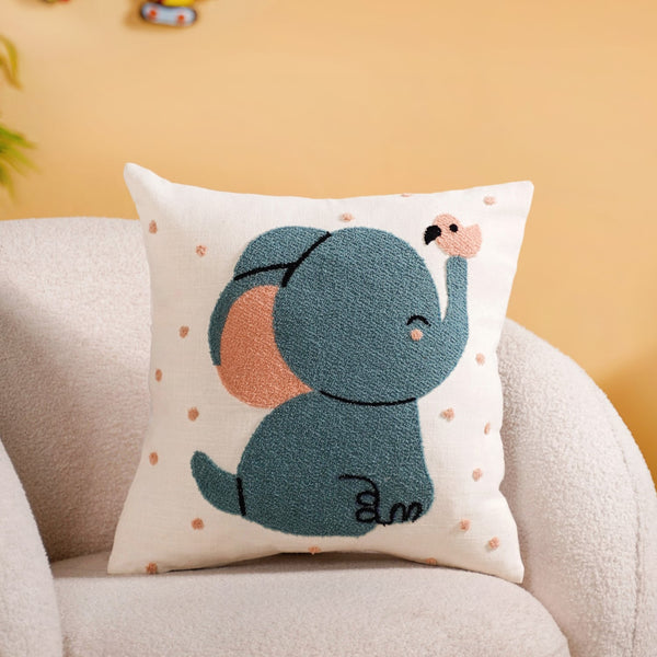 Elephant Tales Embroidered Cushion Cover Set Of 2 40x40cm