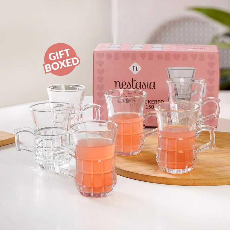 Embossed Tulip Tea Cup Set Of 6 150ml