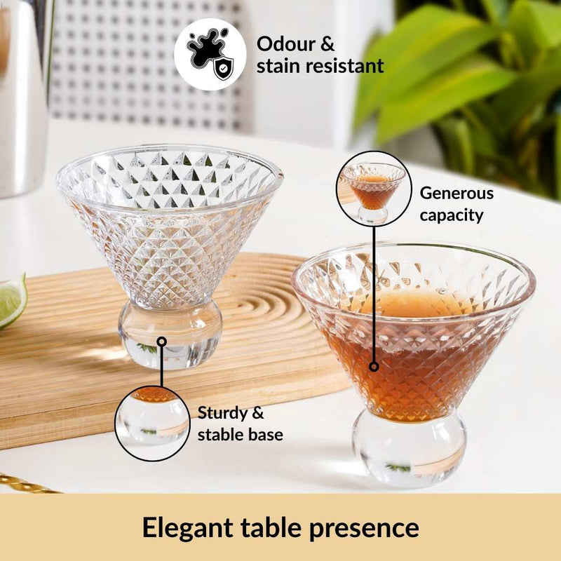 Embossed Crystal Ball Cocktail Glass Set Of 6 180ml