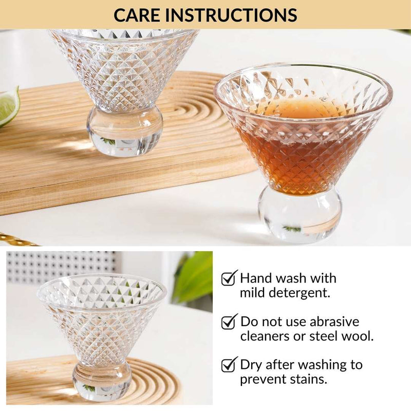 Embossed Crystal Ball Cocktail Glass Set Of 6 180ml