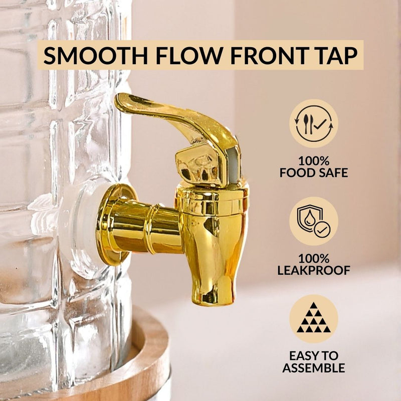 Embossed Glass Beverage Dispenser With Stand 7500ml