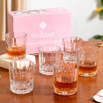 Embossed Heavy Base Whiskey Glass Set Of 6 350ml