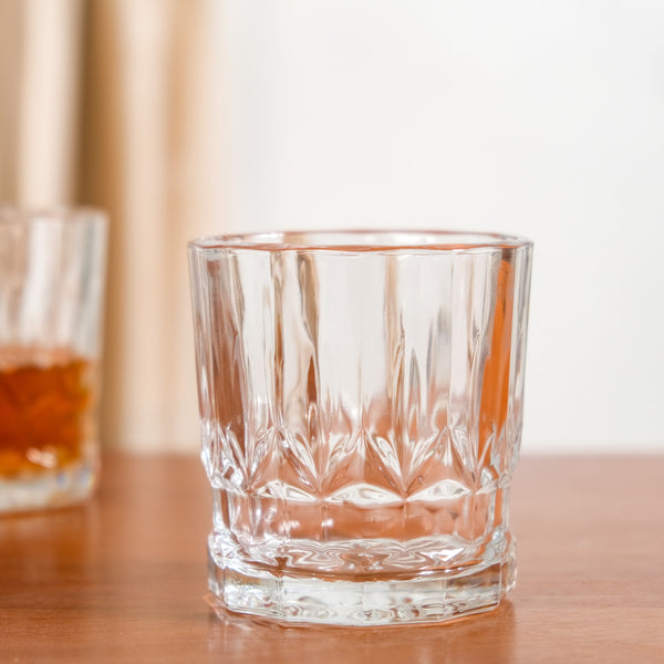 Embossed Heavy Base Whiskey Glass Large Set Of 6 350ml