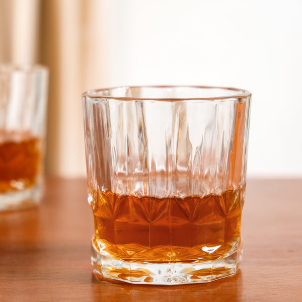 Embossed Heavy Base Whiskey Glass Large Set Of 6 350ml