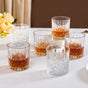 Embossed Heavy Base Old Fashioned Whiskey Glass Set Of 6 350ml