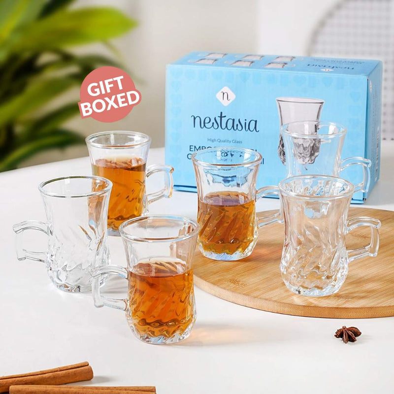 Swirl Glass Tulip Tea Cup Set Of 6 150ml
