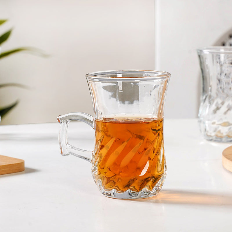 Swirl Glass Tulip Tea Cup Set Of 6 150ml