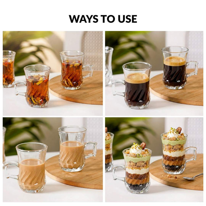 Swirl Glass Tulip Tea Cup Set Of 6 150ml