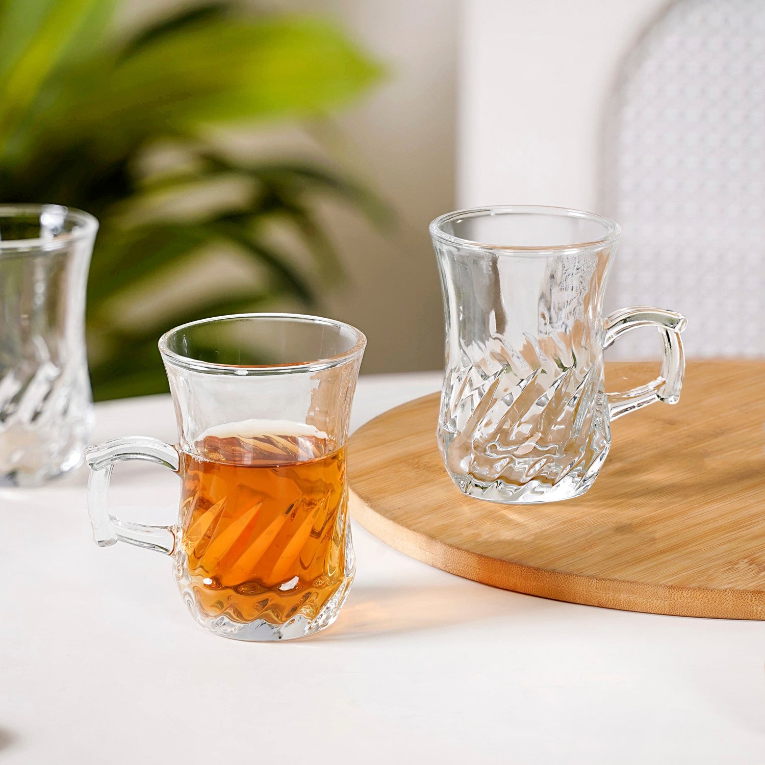 Swirl Glass Tulip Tea Cup Set Of 6 150ml