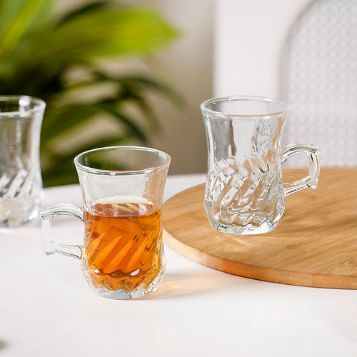 Swirl Glass Tulip Tea Cup Set Of 6 150ml
