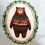 Tufted Embroidery Bear Cotton Cushion Cover 40x40cm