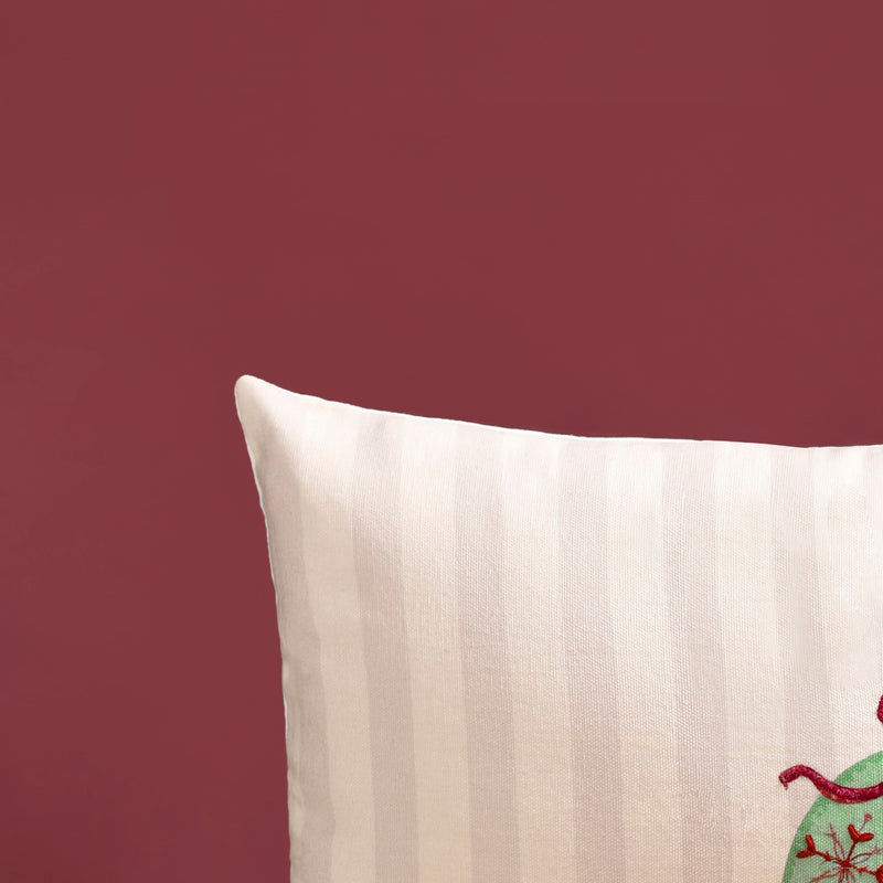 Embroidered Christmas Ornament Cotton Cushion Cover 50x30cm