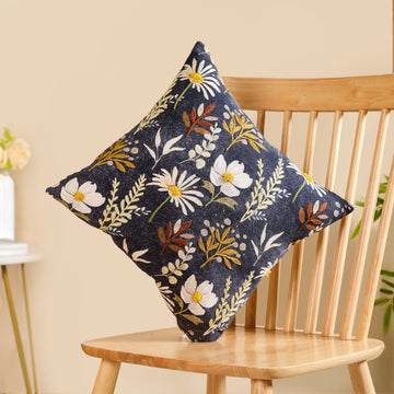 Embroidered Garden Cotton Cushion Cover 40x40cm