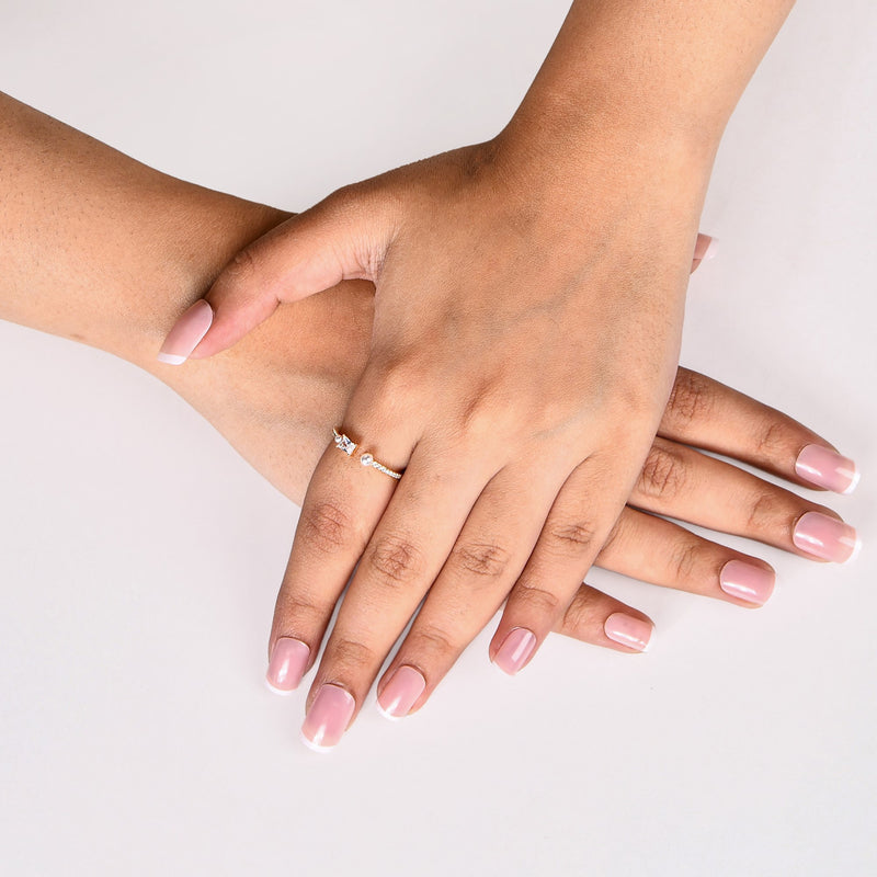 Emerald Cut Pearl Ring Gold