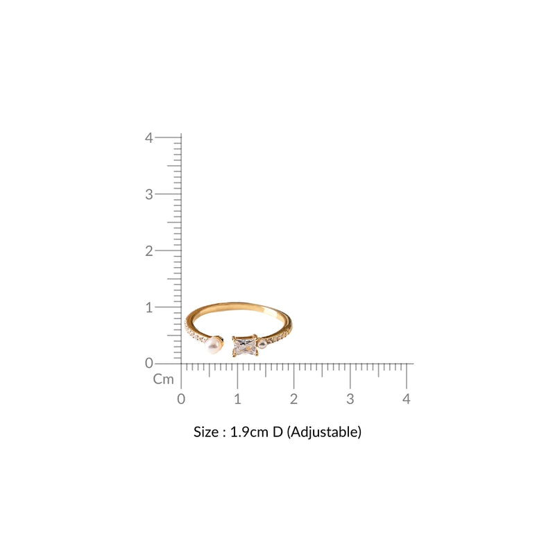 Emerald Cut Pearl Ring Gold