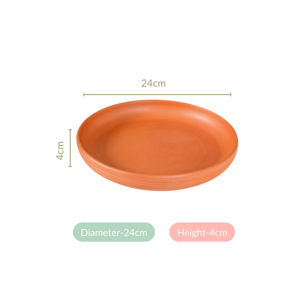 Engraved Terracotta Dinner Plates Set Of 4 9 Inch