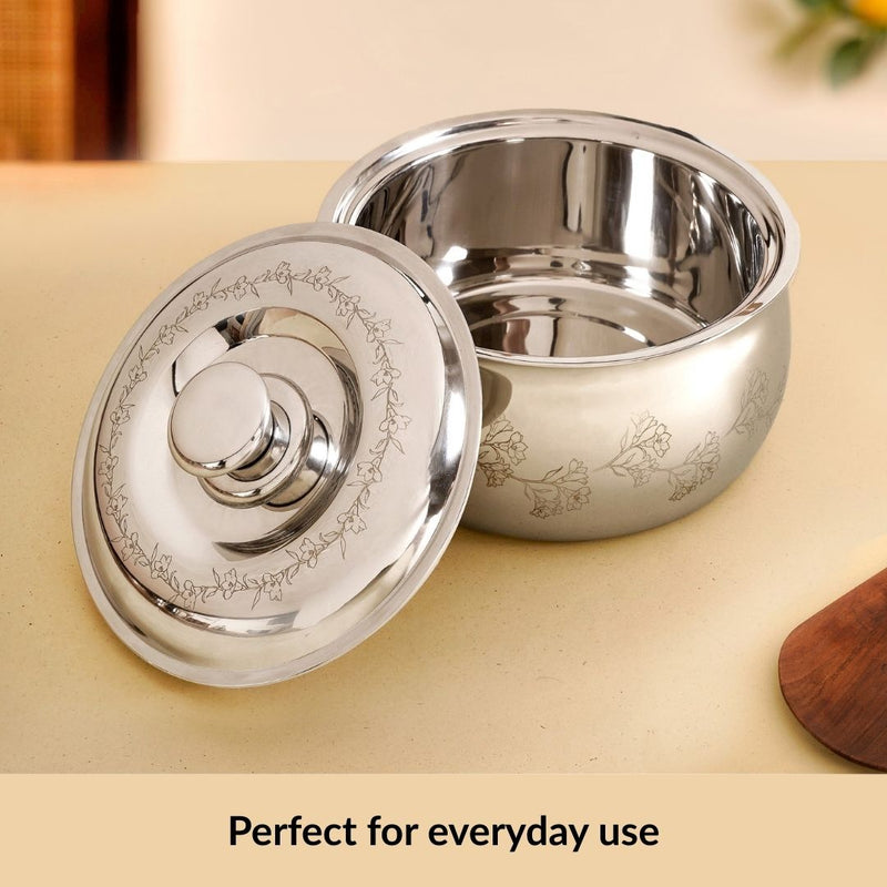 Etched Floral Insulated Stainless Steel Casserole 3000ml