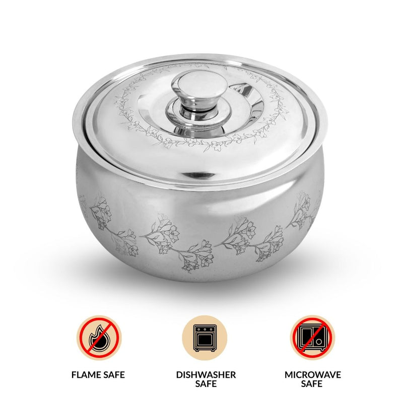 Etched Floral Insulated Stainless Steel Casserole 3000ml