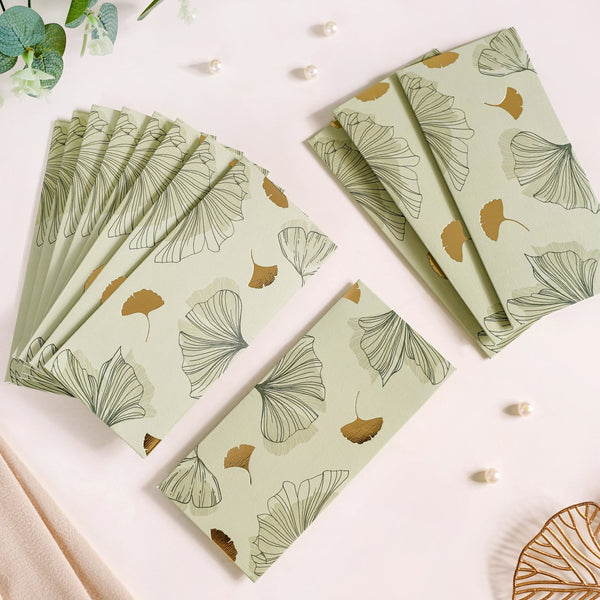 Oriental Glam Designer Set Of 12 Money Envelope Sage Green