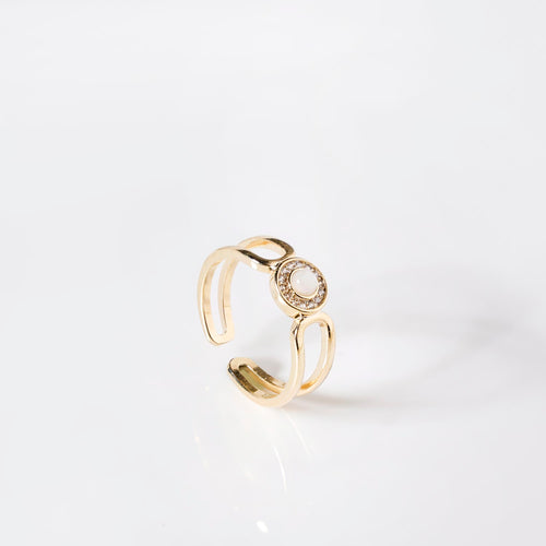 Serene Studded Gold Statement Ring