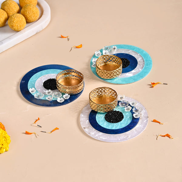 Set Of 3 Evil Eye Tea Light Holders