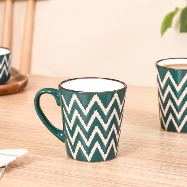 Oscilla Ceramic Tea Cup Set Of 6 Green 250ml