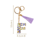 Floral Fantasy F Keychain With Satin Tassel