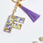 Floral Fantasy F Keychain With Satin Tassel