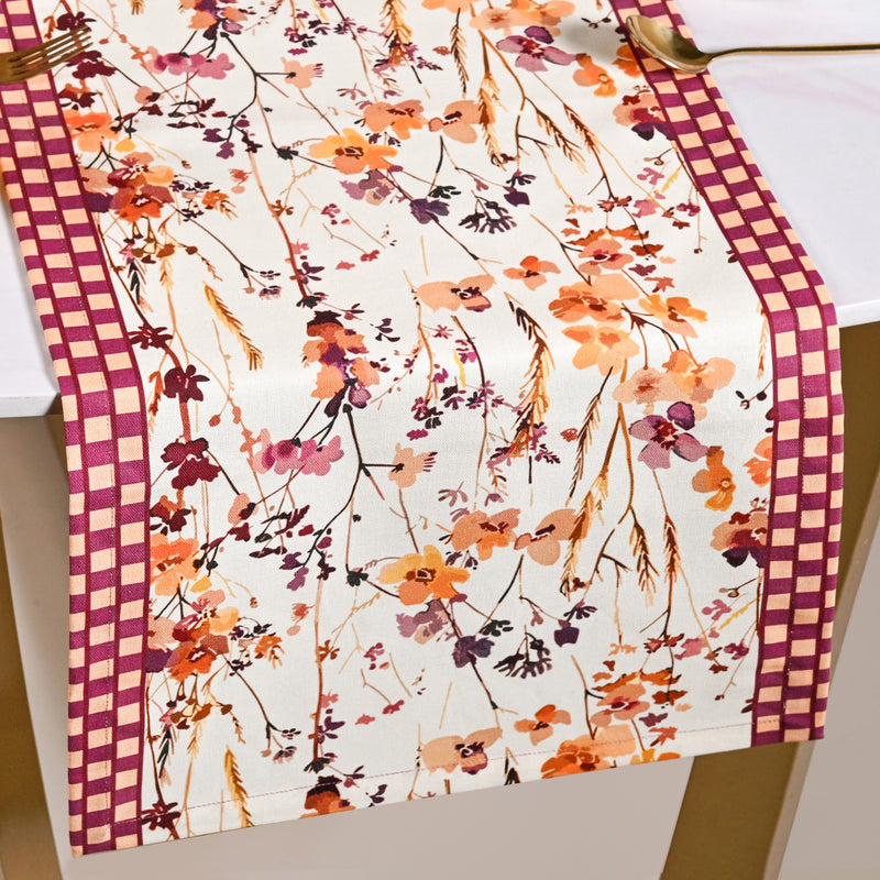 Checkered Border 6 Seater Runner 185x35cm