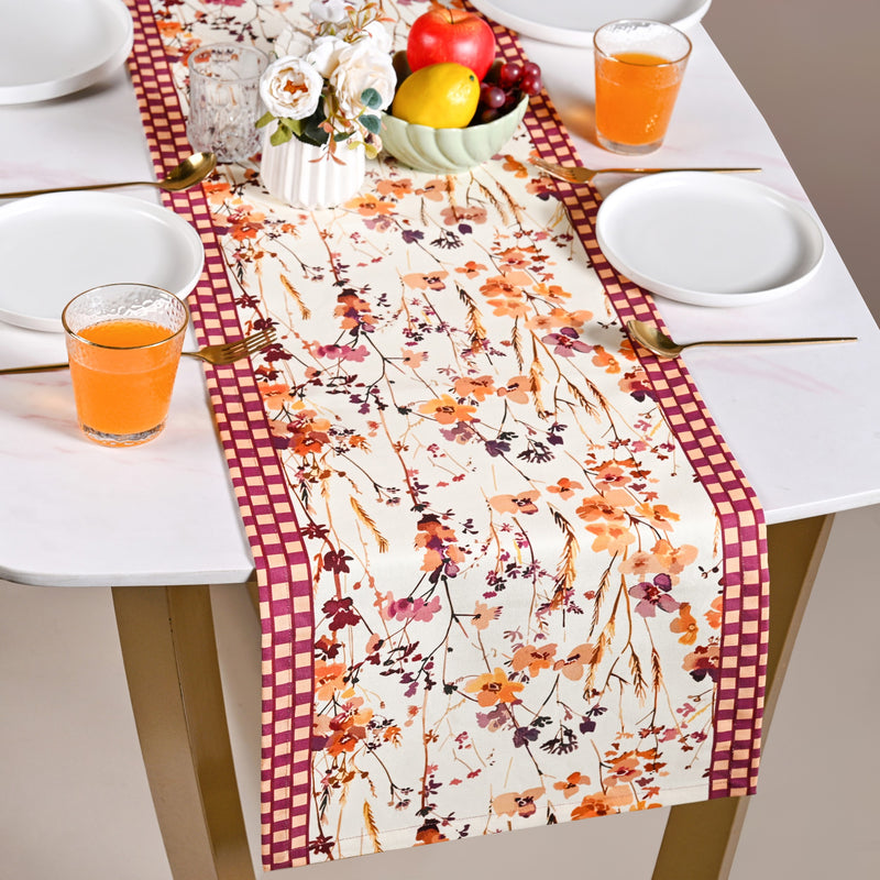 Checkered Border 6 Seater Runner 185x35cm