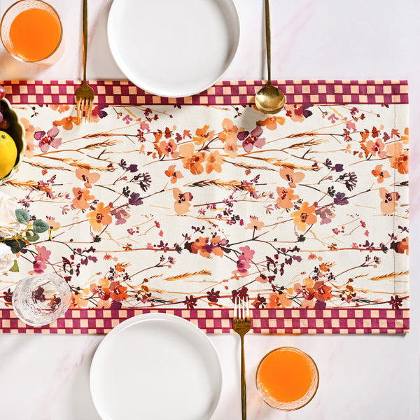 Checkered Border 6 Seater Runner 185x35cm