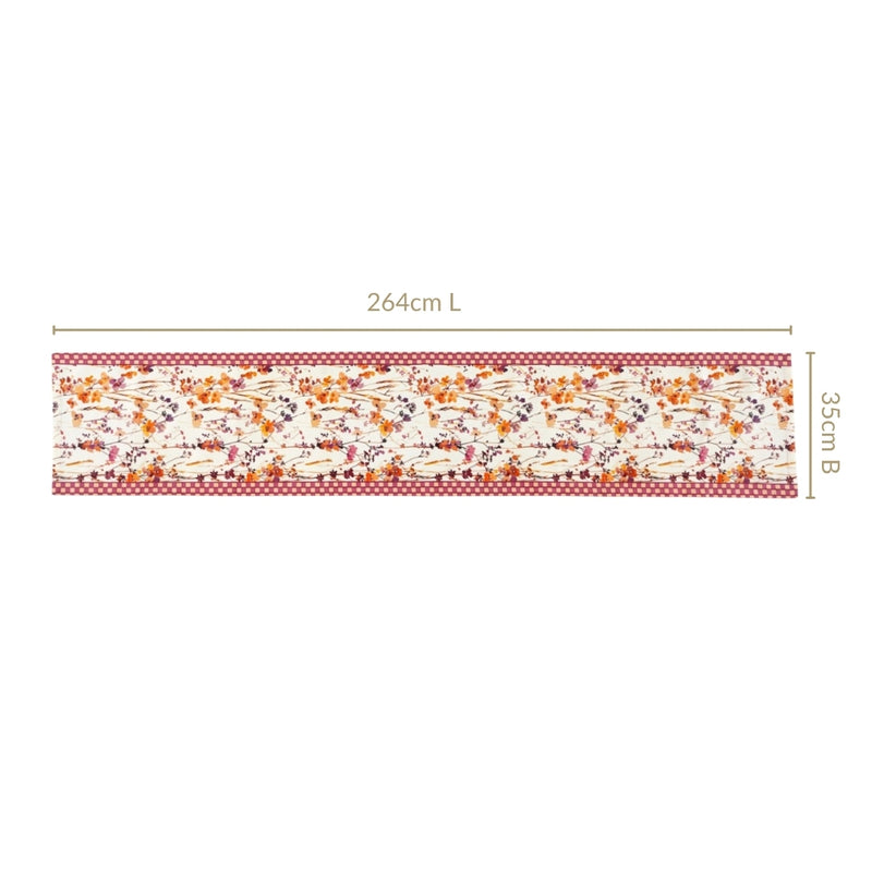 Checkered Border Cotton 8 Seater Runner 264x35cm