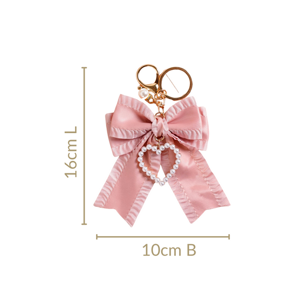 Sweet Heart Bow Keychain With Metal Hooks