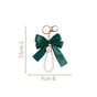 Green Satin Bow Keyring With Metal Hooks