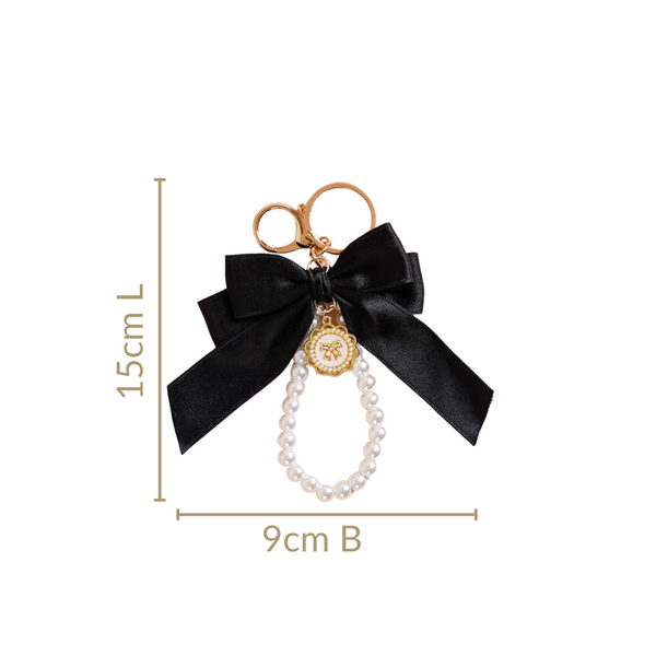 Black Beauty Bow Charm Keychain