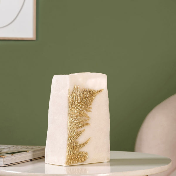 Fern Leaf Stone Finish Decor Vase