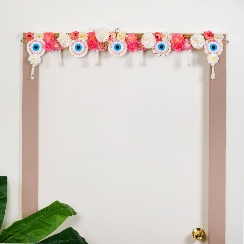 Festive Evil Eye Floral Toran With Tassels