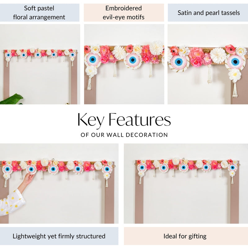 Festive Evil Eye Floral Toran With Tassels